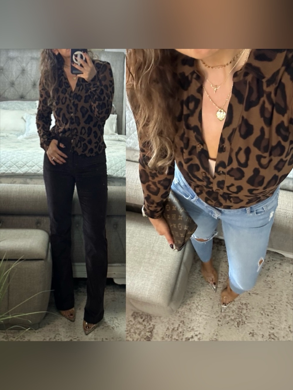 New🤎🍂 🐆 Fall Leopard Button Top